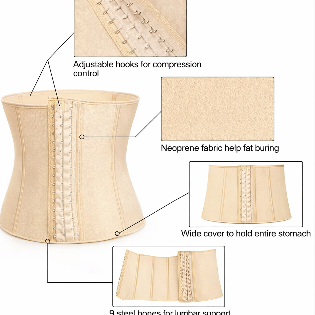 Men’s Latex Waist Trainer 9 Steel Bones Tummy Control