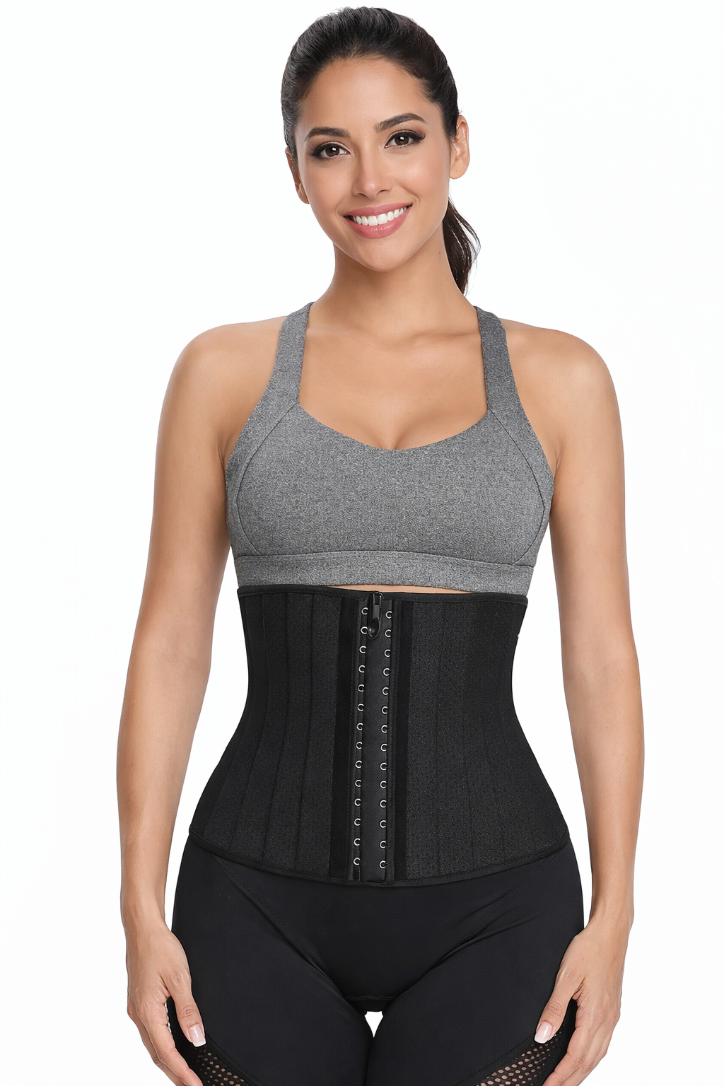 Short Torso Breathable Latex Waist Trainer with 25 Steel Bones