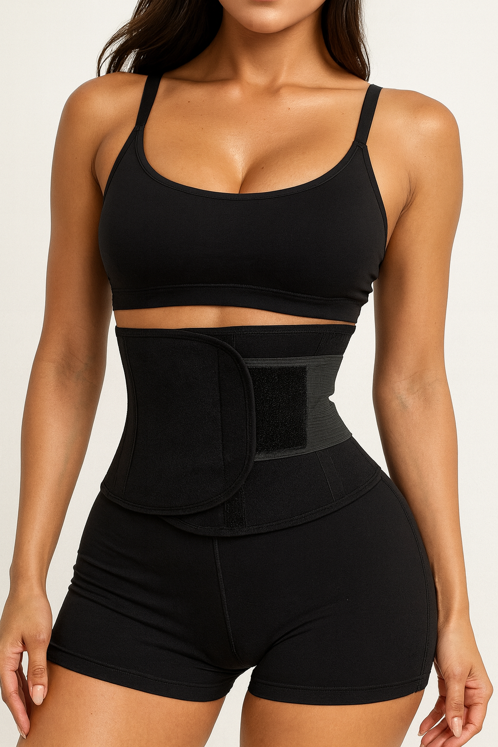 Breathable Mesh Hourglass Waist Trainer & Stomach Wrapping Belt – Black
